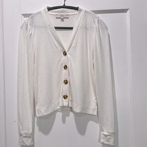 Loft Button Front Ribbed Cardigan, XS